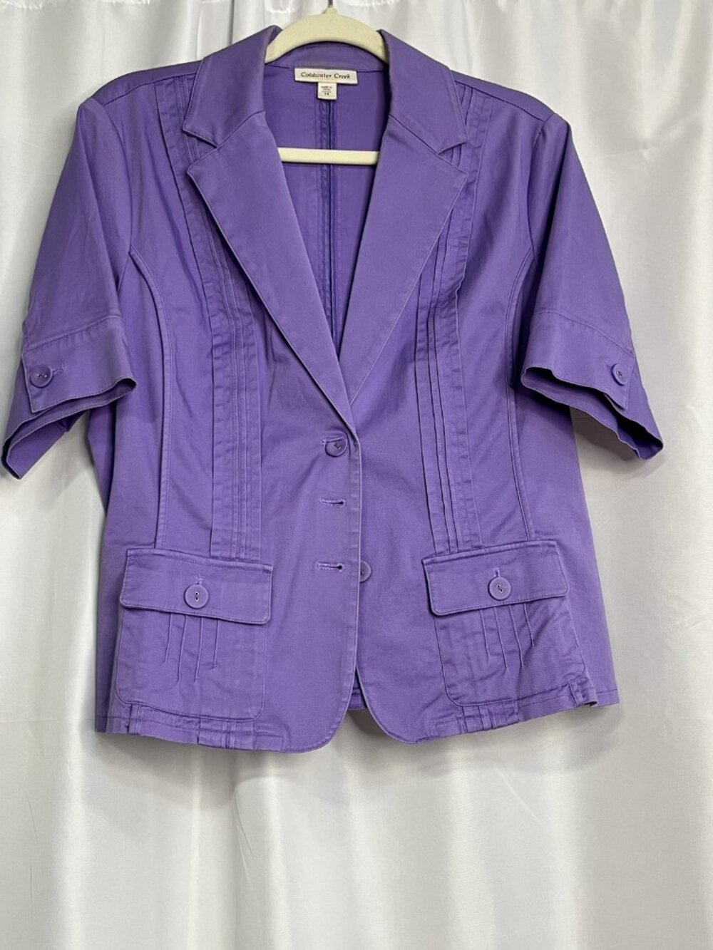 Coldwater Creek Size 14 Coldwater Creek Women's Purple Short Sleeve Blazer Jacke